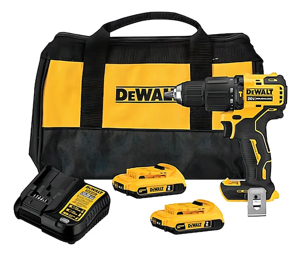 Furadeira e parafusadeira DeWalt DCD709D2 com duas baterias, carregador e bolsa